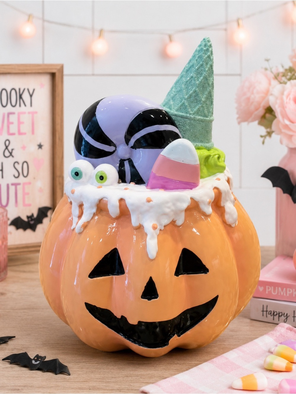 NEW Summerween Halloween Whimsical Pumpkin Candy Decor – Colorful & Cute